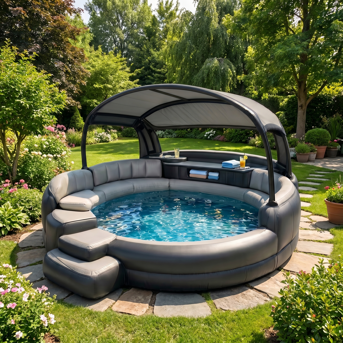 Piscină Relax Lounge XXL cu Copertină