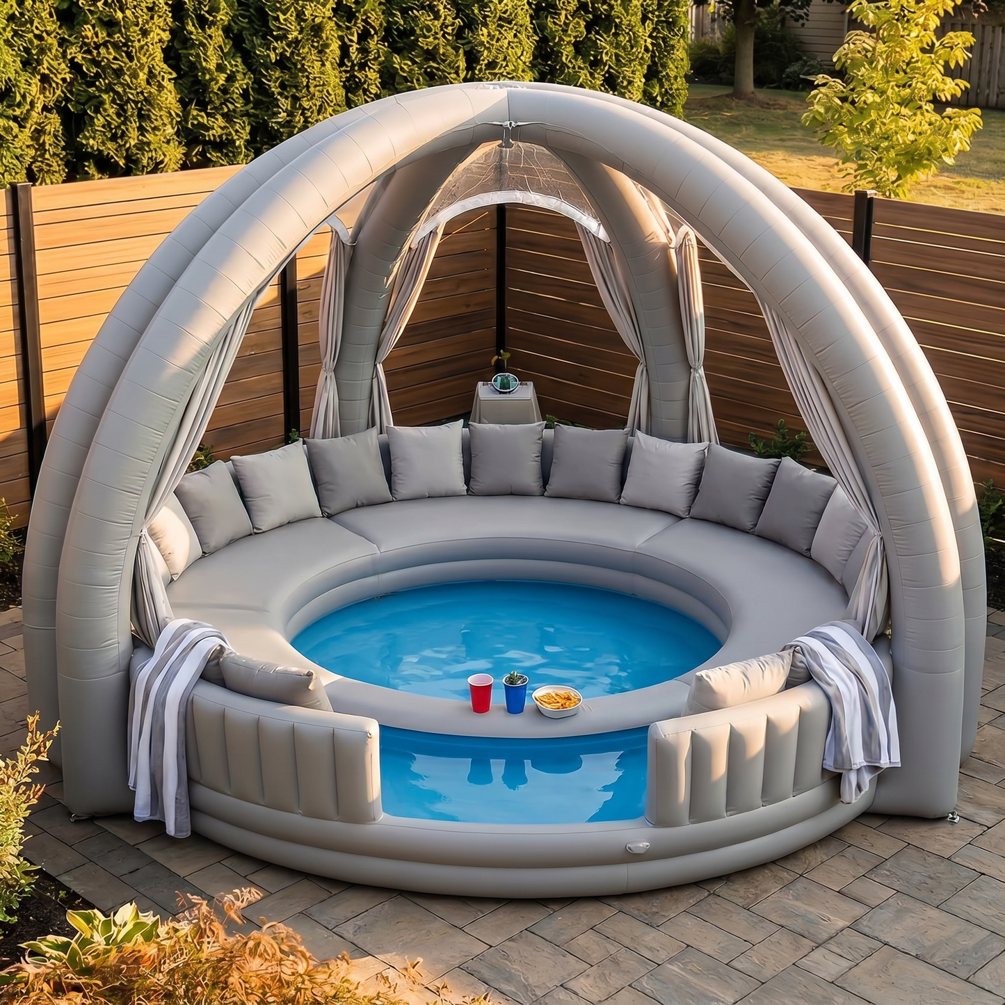 Piscină Lounge Relax cu Foișor Gonflabil